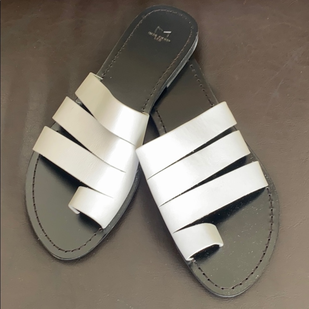 Marc Fisher White Rilee Slide Sandals